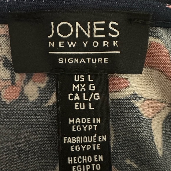 Jones New York Pink and Blue Buttoned Blouse with Notched Collar - Picture 5 of 5